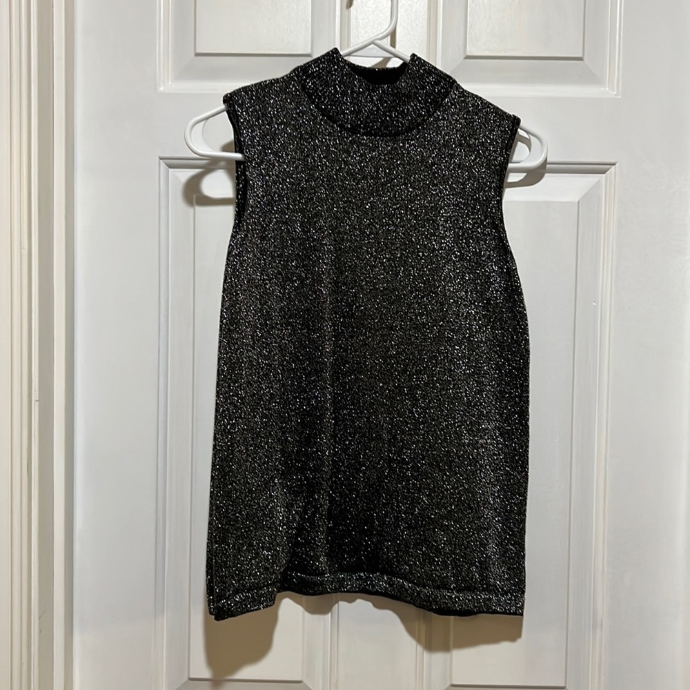 Sparkly Sleeveless Mock turtle neck